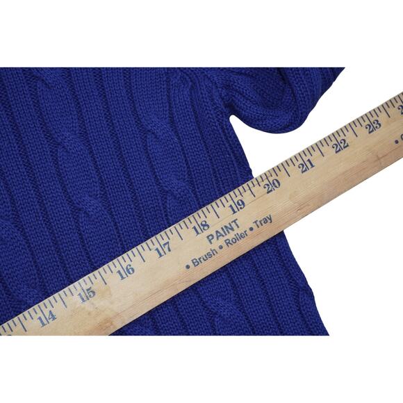 NWT Chaps Men’s Cable Knit Shawl Collar Sweater XL Royal Blue 100% Cotton - Picture 5 of 6